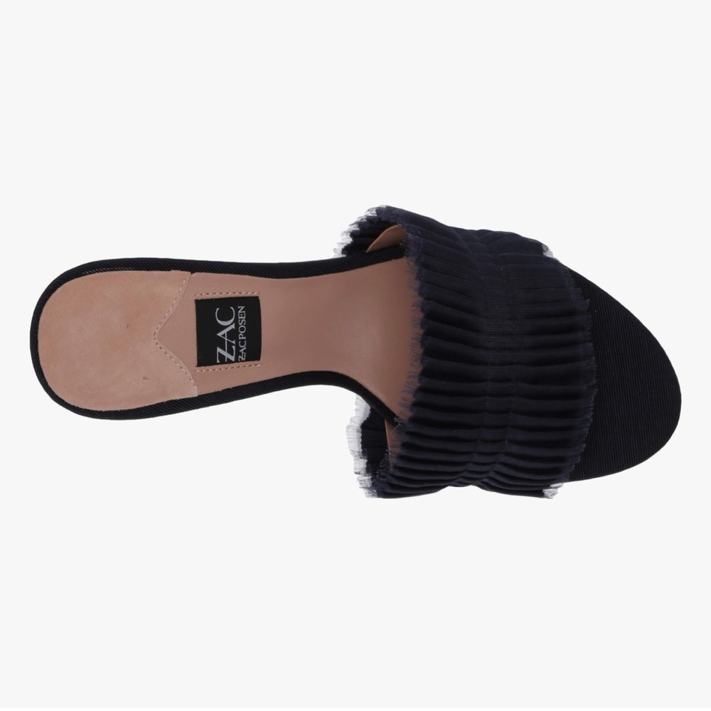 ZAC Zac Posen Navy Blue Pleated Mules